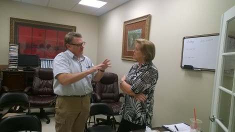 Dr. James Dugart and Mrs. Joan Crown in deep discussion during the break.  We have no idea what they were discerning.